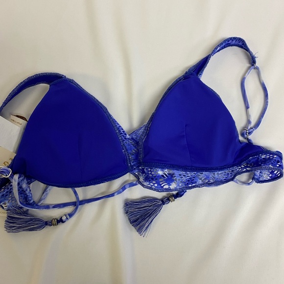 BECCA by Rebecca Virtue Sapphire Blue Crochet Tie Dye Bikini Top Swim - Picture 5 of 8